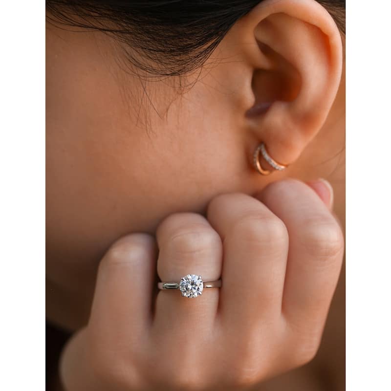 Annello by Kobelli 14k Gold 1ct Round Moissanite Solitaire Volutes W-Prongs Engagement Ring (GH/VS)