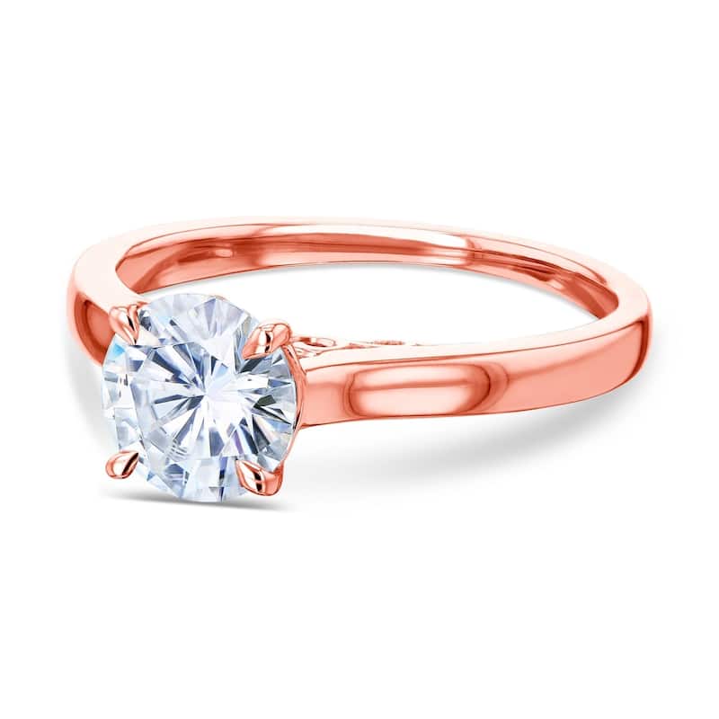 Annello by Kobelli 14k Gold 1ct Round Moissanite Solitaire Volutes W-Prongs Engagement Ring (GH/VS)