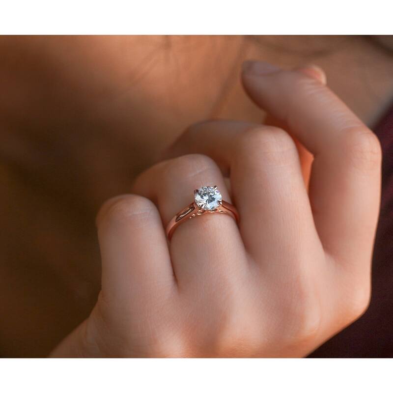 Annello by Kobelli 14k Gold 1ct Round Moissanite Solitaire Volutes W-Prongs Engagement Ring (GH/VS)