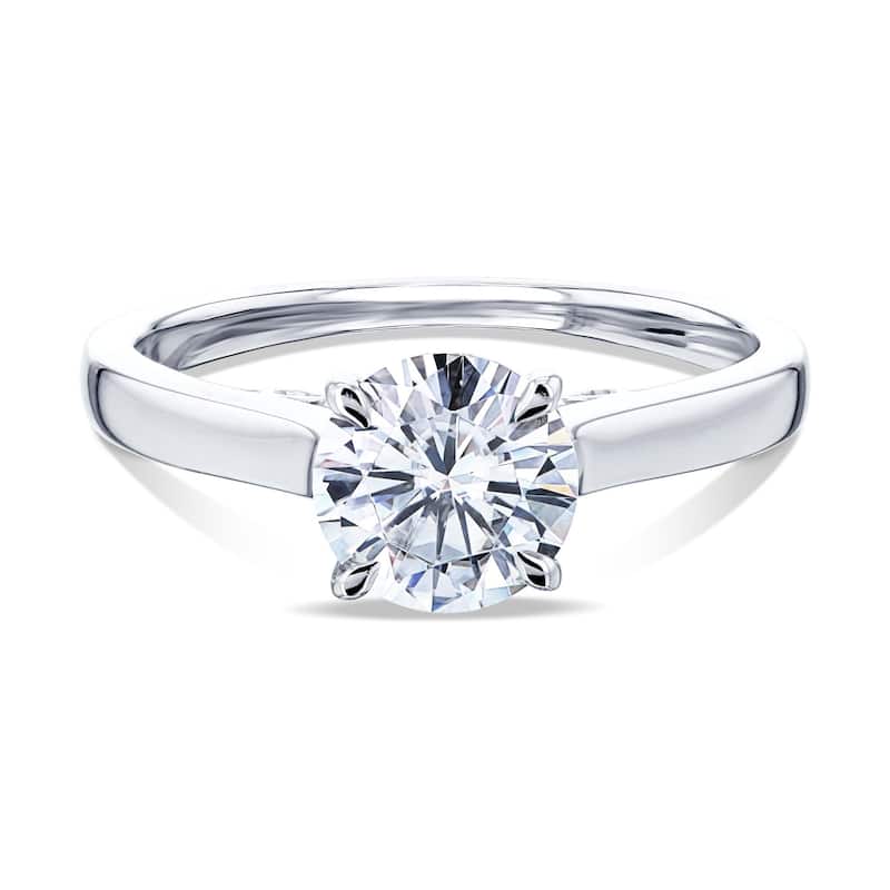 Annello by Kobelli 14k Gold 1ct Round Moissanite Solitaire Volutes W-Prongs Engagement Ring (GH/VS) - 10 - White
