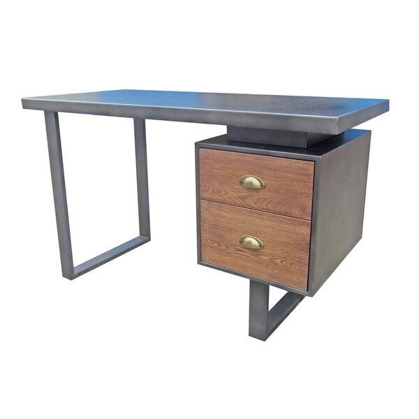 Shop Keats Modern Industrial 2 Drawer Writing Desk Free Shipping