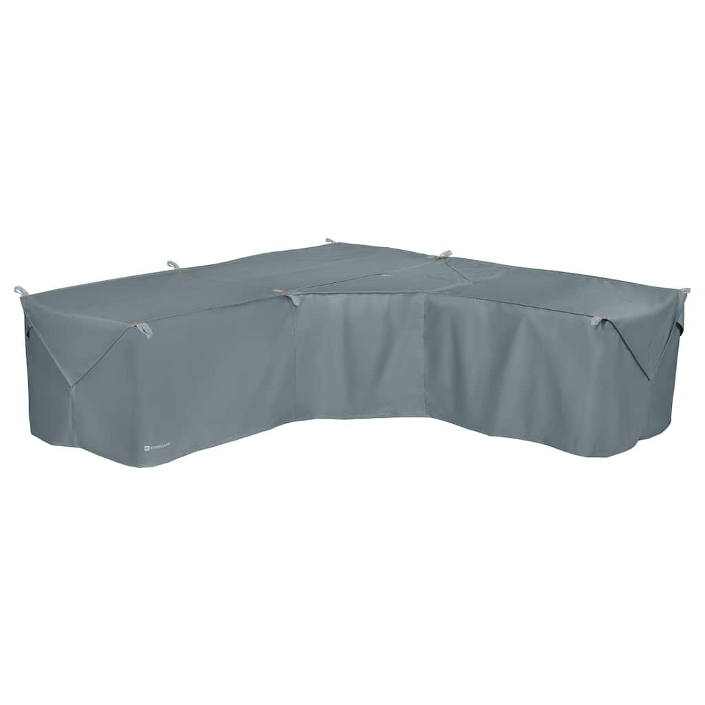 Classic Accessories Storigami Water-Resistant 100 Inch Easy Fold Patio V-Shaped Sectional Lounge Set Cover,Monument Grey