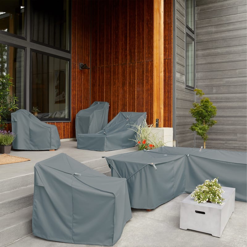 Classic Accessories Storigami Water-Resistant 100 Inch Easy Fold Patio V-Shaped Sectional Lounge Set Cover,Monument Grey