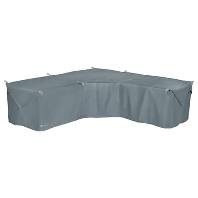 Classic Accessories Storigami Water-Resistant 100 Inch Easy Fold Patio V-Shaped Sectional Lounge Set Cover,Monument Grey