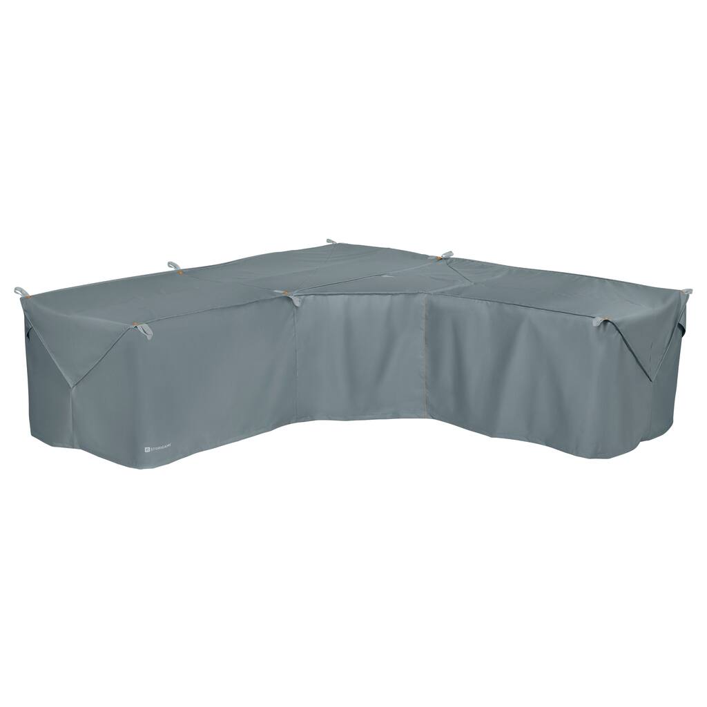 Classic Accessories Storigami Water-Resistant 100 Inch Easy Fold Patio V-Shaped Sectional Lounge Set Cover,Monument Grey