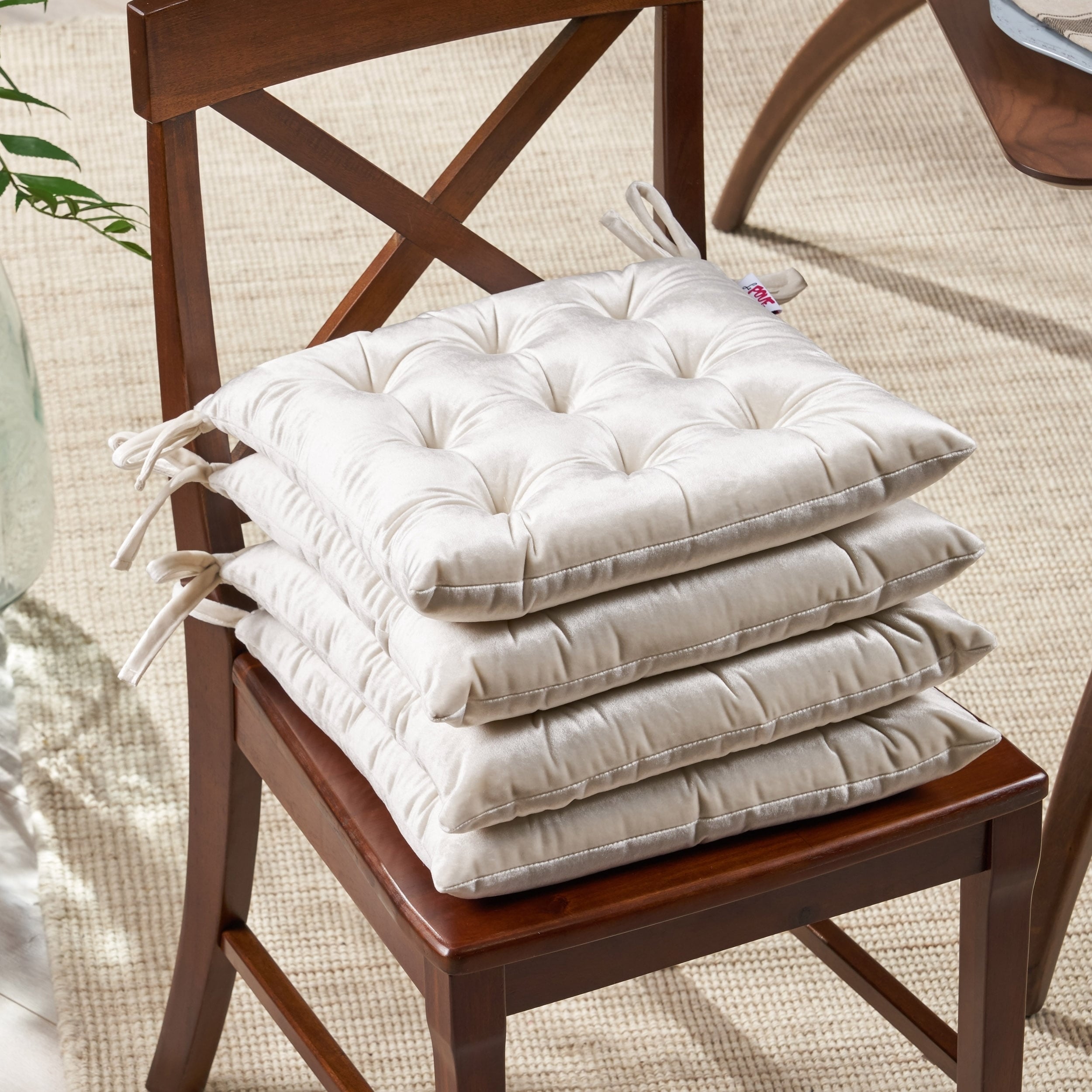 Foxhall Tufted Velvet Dining Chair Cushions Set of 4 by