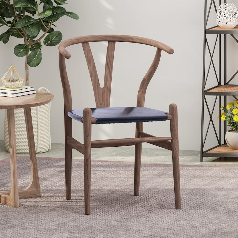 Gessford Mid-Century Boho Faux Leather Accent Chair by Christopher Knight Home