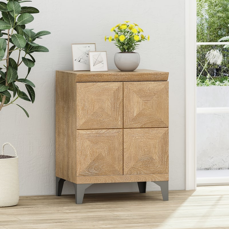 Glover Boho Handcrafted Mango Wood Cabinet by Christopher Knight Home - Sandblasted Oak + Gray Antique