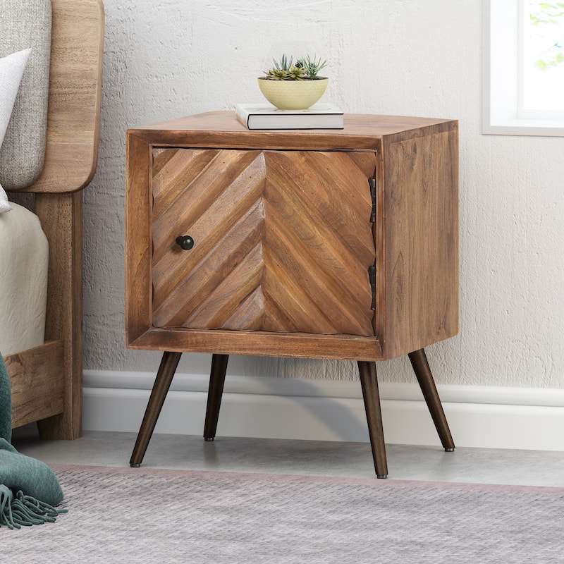 Harrington Mid-Century Modern Handcrafted Mango Wood Cabinet by Christopher Knight Home - Dark Brown + Black