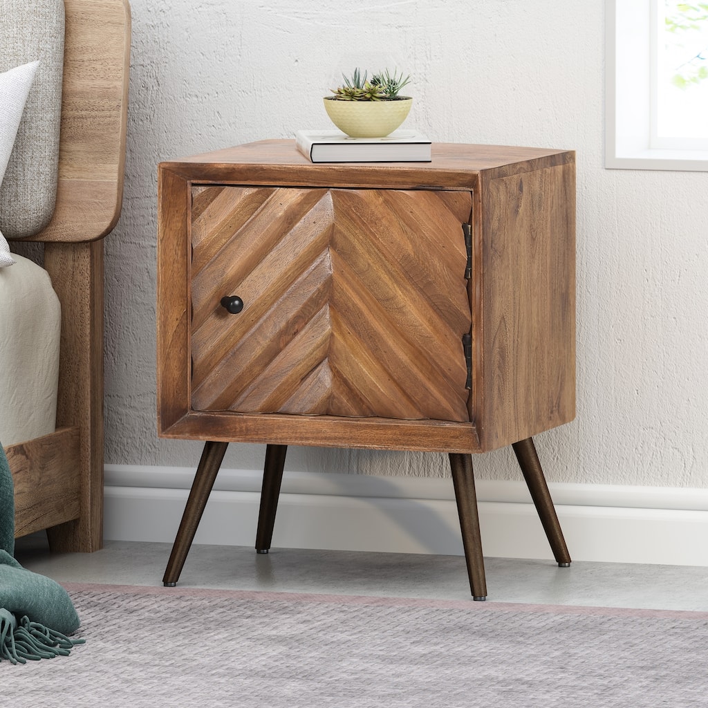 Harrington Mid-Century Modern Handcrafted Mango Wood Cabinet by Christopher Knight Home