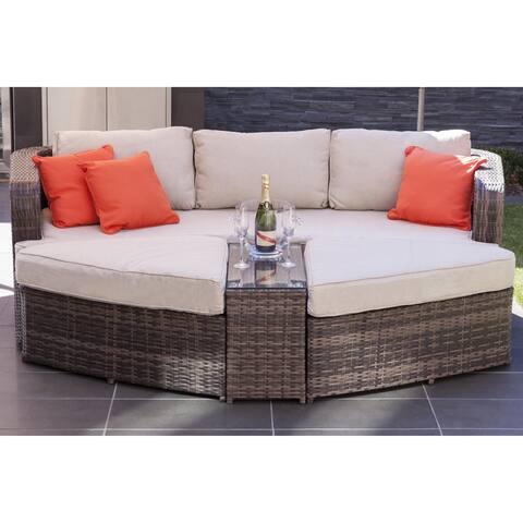 La Mesa Outdoor 4-Piece Patio Wicker Daybed Sectional Sofa Set by Direct Wicker