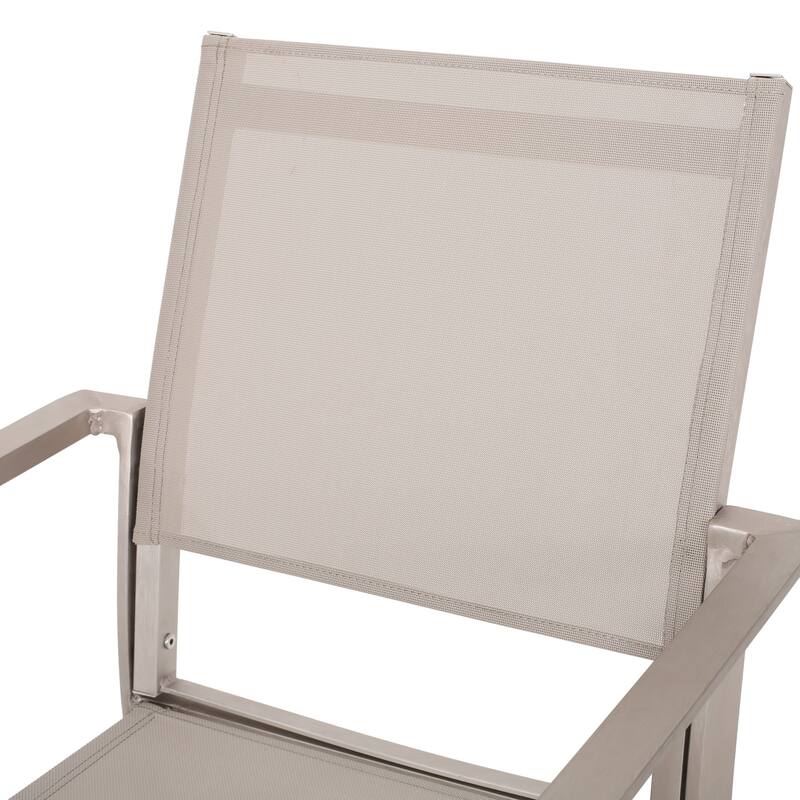 Madison Outdoor Modern Aluminum Dining Chair with Mesh Seat (Set of 2) by Christopher Knight Home