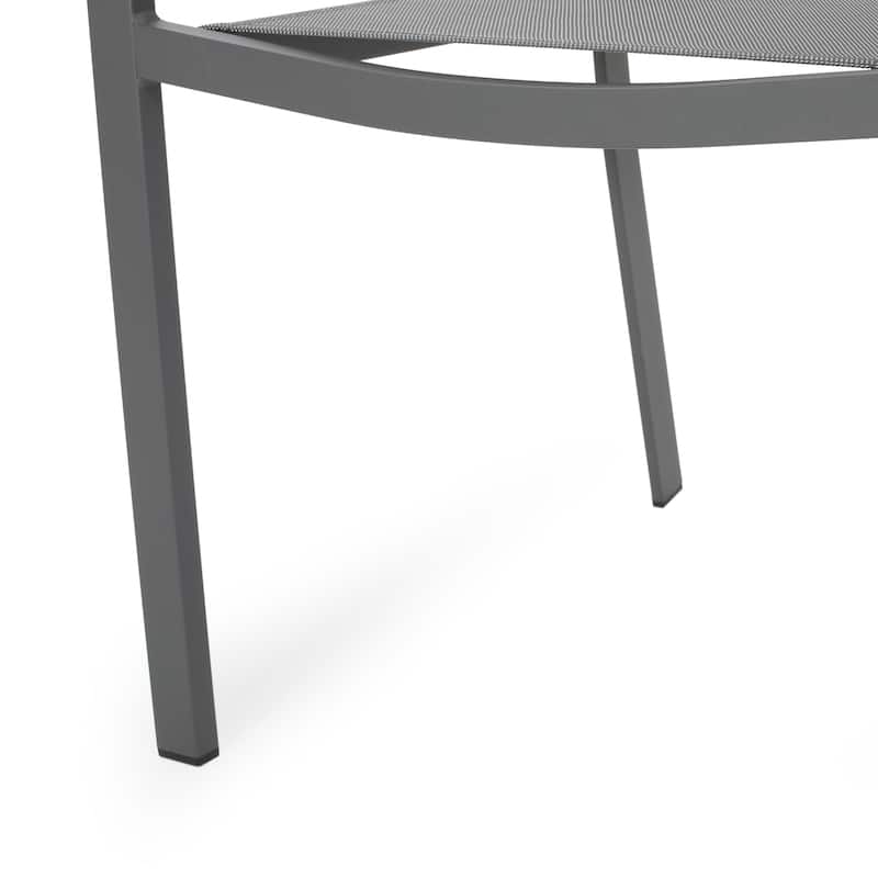 Madison Outdoor Modern Aluminum Dining Chair with Mesh Seat (Set of 2) by Christopher Knight Home
