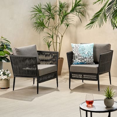 Handford Outdoor Rope Club Chair with Cushions (Set of 2) by Christopher Knight Home