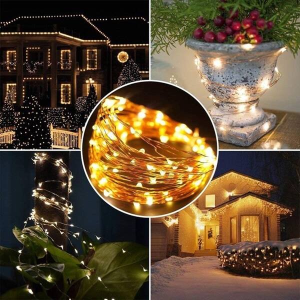 200 LED String Lights 72ft Solar Powered Wired Lights Indoor Outdoor ...