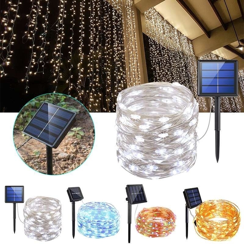 100 LED Solar/Battery Fairy String Waterfall Lights Bright Lamps Indoor Outdoor 