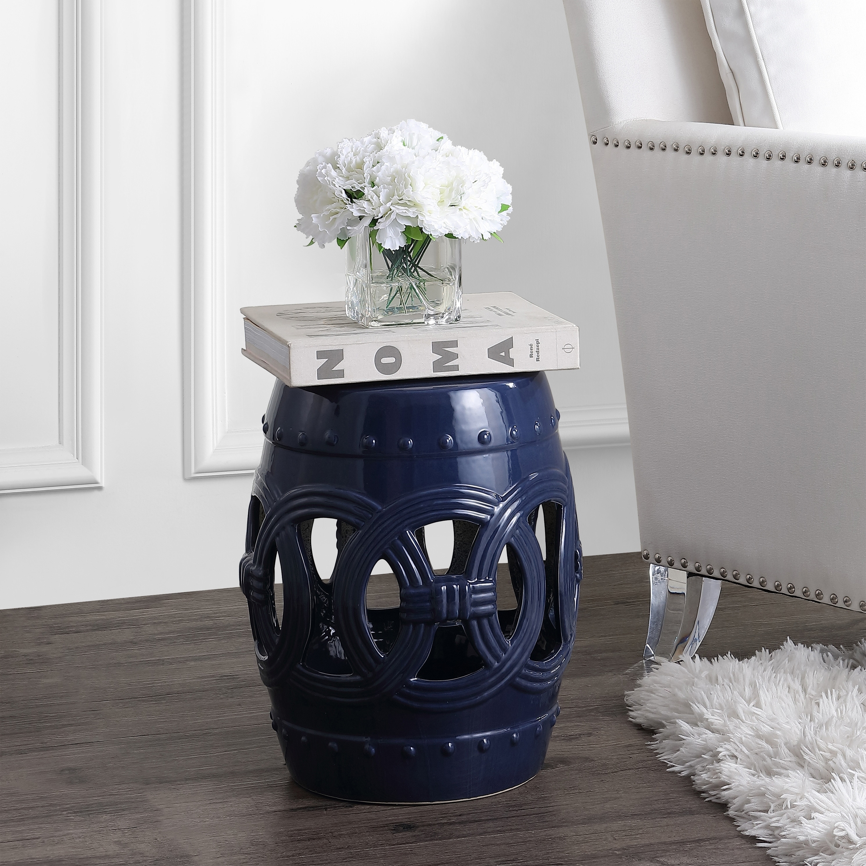 Shop Lucky Coins 16 Chinese Ceramic Drum Garden Stool Navy By