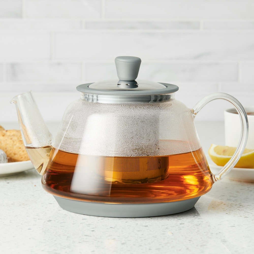 25oz Tempered Glass Tea Pot Infuser with Stainless Steel Basket