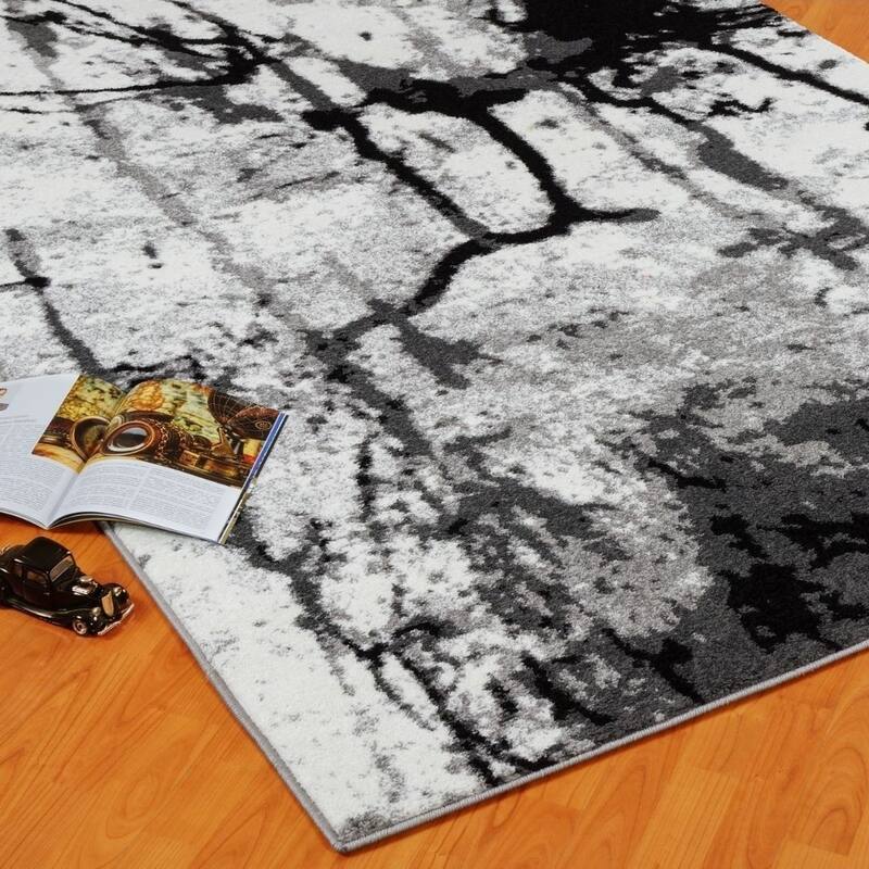 Porch & Den Westway Snow White/ Grey Soft Abstract Area Rug