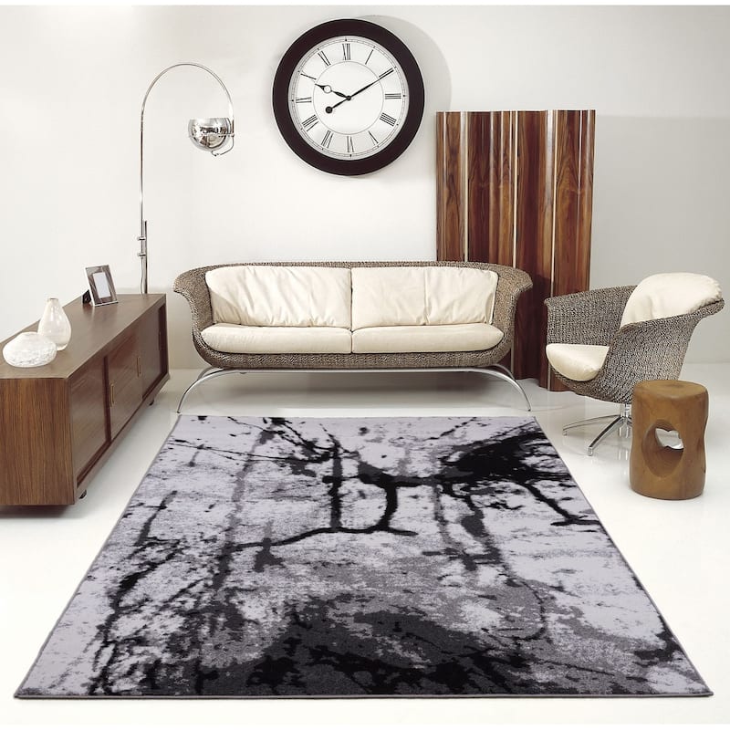 Porch & Den Westway Snow White/ Grey Soft Abstract Area Rug