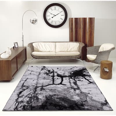 Porch & Den Westway Snow White/ Grey Soft Abstract Area Rug