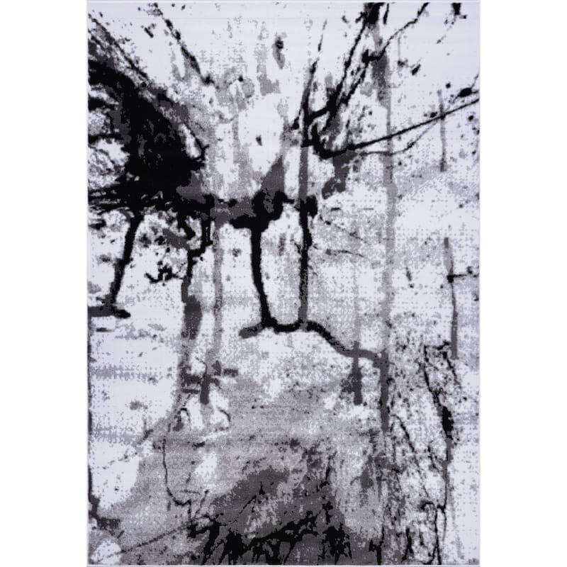 Porch & Den Westway Snow White/ Grey Soft Abstract Area Rug