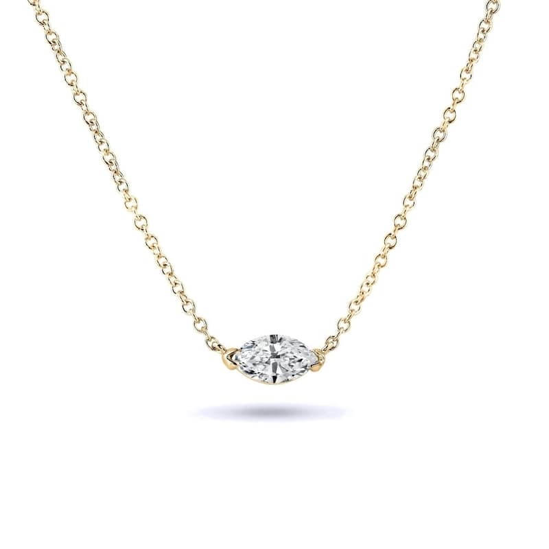 Auriya 3/4cttw East West Marquise Solitaire Diamond Necklace 14k Gold (H-I, I1-I2) - Yellow