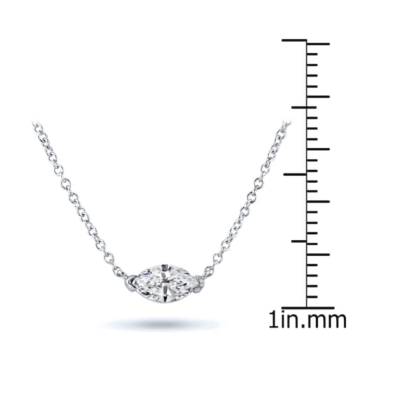 Auriya 3/4cttw East West Marquise Solitaire Diamond Necklace 14k Gold (H-I, I1-I2)