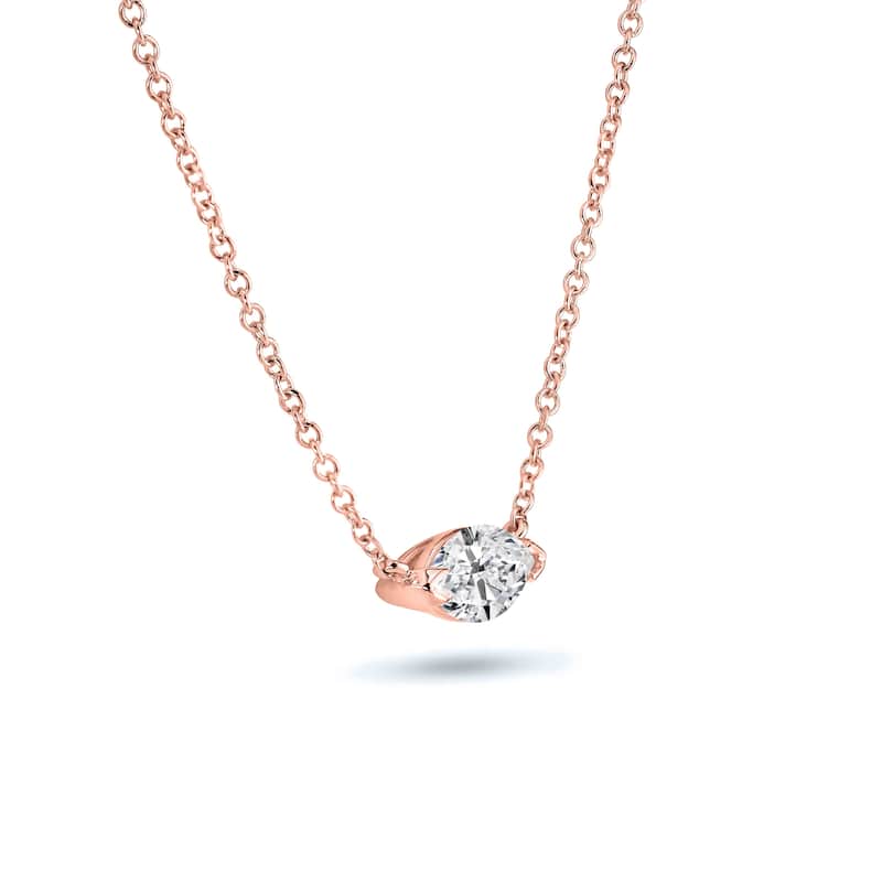 Auriya 3/4cttw East West Marquise Solitaire Diamond Necklace 14k Gold (H-I, I1-I2)