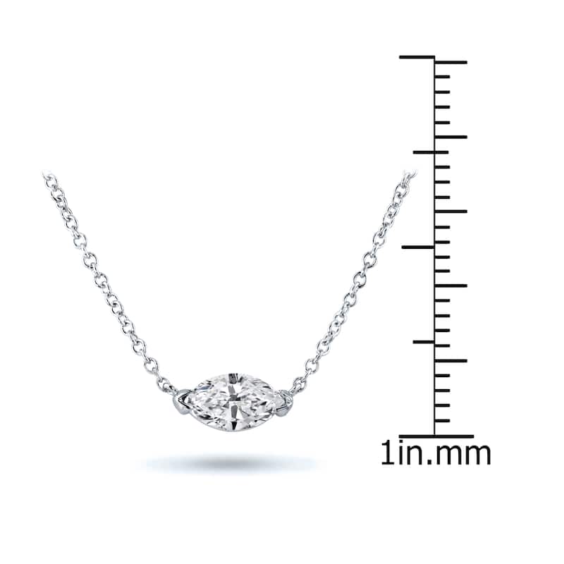 Auriya 1cttw East West Marquise Solitaire Diamond Necklace 14k Gold (H-I, I1-I2)