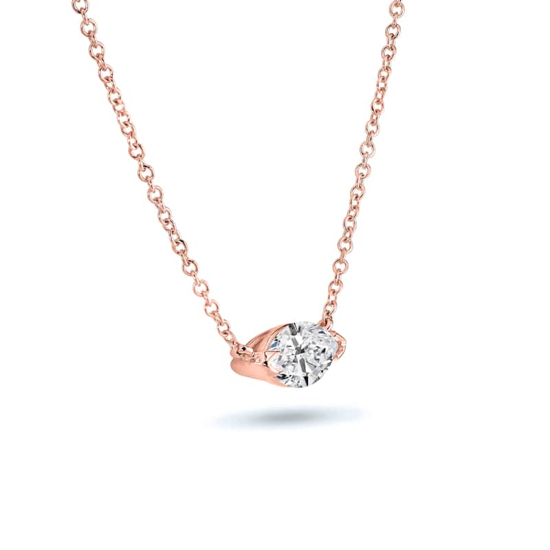 Auriya 1cttw East West Marquise Solitaire Diamond Necklace 14k Gold (H-I, I1-I2)