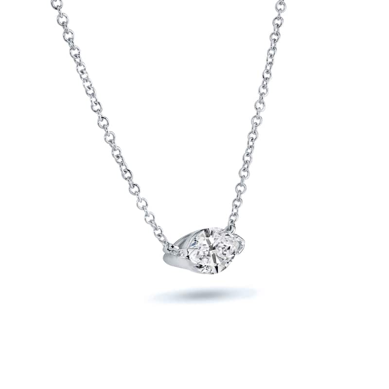 Auriya 1cttw East West Marquise Solitaire Diamond Necklace 14k Gold (H-I, I1-I2)