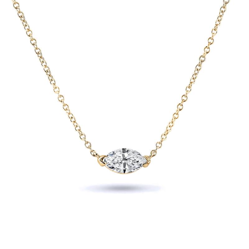 Auriya 1cttw East West Marquise Solitaire Diamond Necklace 14k Gold (H-I, I1-I2)