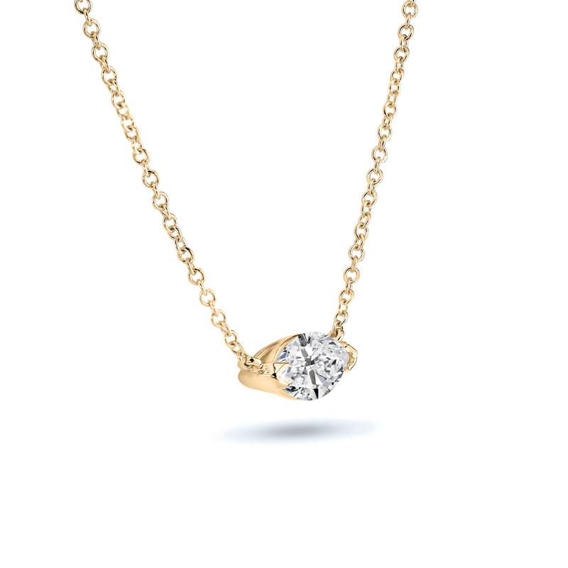 Auriya 1cttw East West Marquise Solitaire Diamond Necklace 14k Gold (H-I, I1-I2)