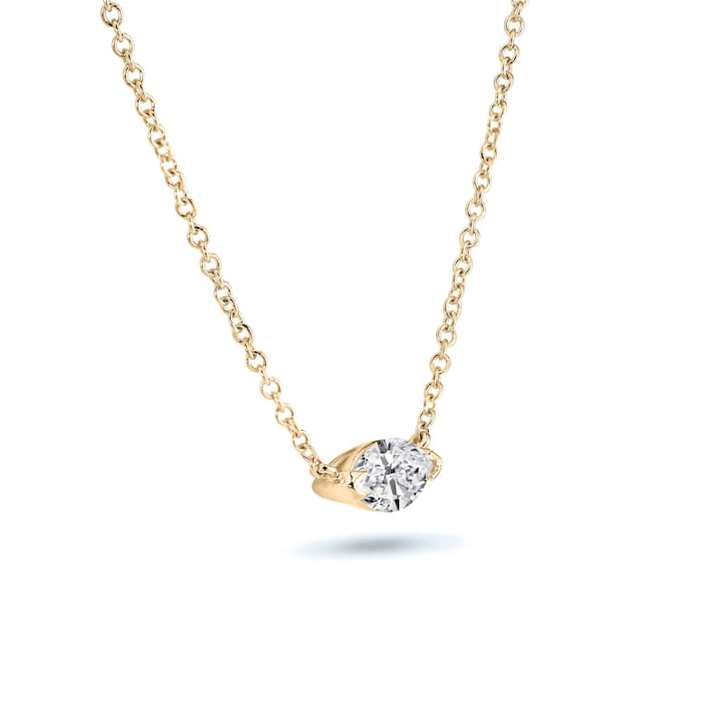 Auriya 1/2cttw East West Marquise Solitaire Diamond Necklace 14k Gold (H-I, I1-I2)