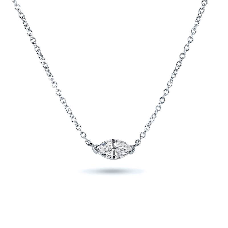 Auriya 1/2cttw East West Marquise Solitaire Diamond Necklace 14k Gold (H-I, I1-I2)