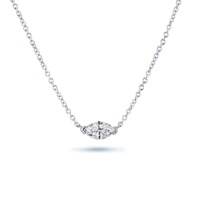 Auriya 1/2cttw East West Marquise Solitaire Diamond Necklace 14k Gold (H-I, I1-I2)