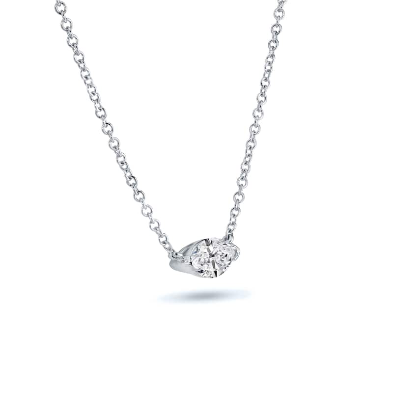 Auriya 1/2cttw East West Marquise Solitaire Diamond Necklace 14k Gold (H-I, I1-I2)