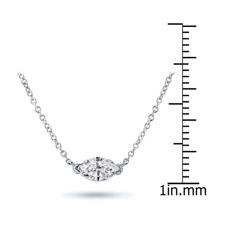 Auriya 1cttw East West Marquise Solitaire Diamond Necklace 14k Gold (J-K, I1-I2)