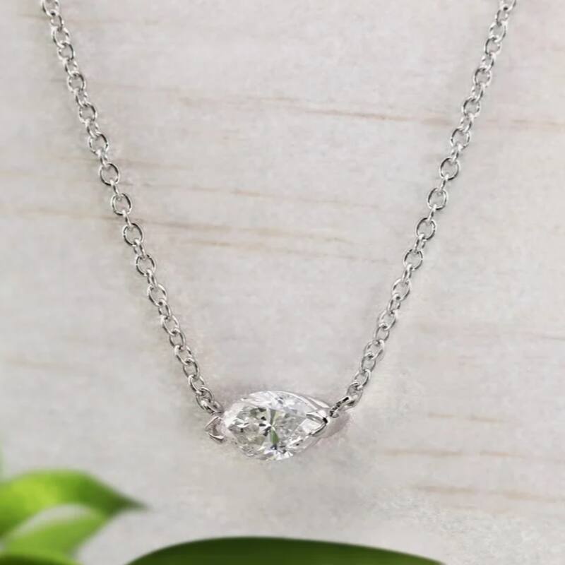 Auriya 1/4cttw East West Marquise Solitaire Diamond Necklace 14k Gold (H-I, I1-I2)