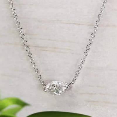 Auriya 1/4cttw East West Marquise Solitaire Diamond Necklace 14k Gold (H-I, I1-I2)