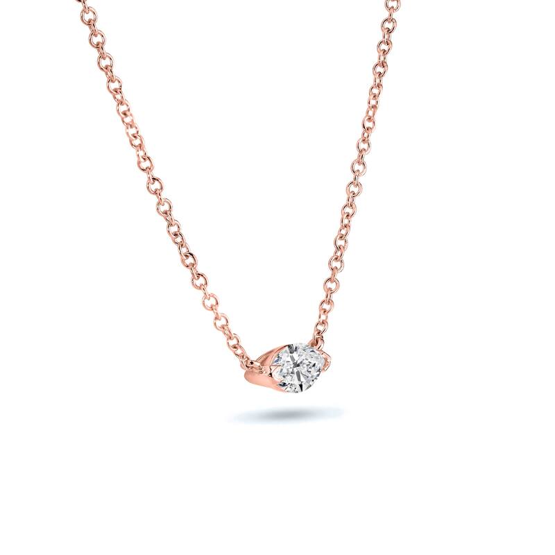 Auriya 1/4cttw East West Marquise Solitaire Diamond Necklace 14k Gold (H-I, I1-I2)