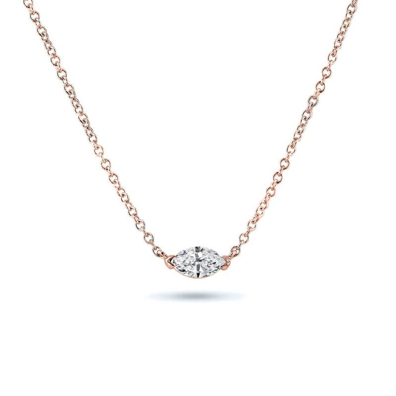 Auriya 1/4cttw East West Marquise Solitaire Diamond Necklace 14k Gold (H-I, I1-I2) - Rose
