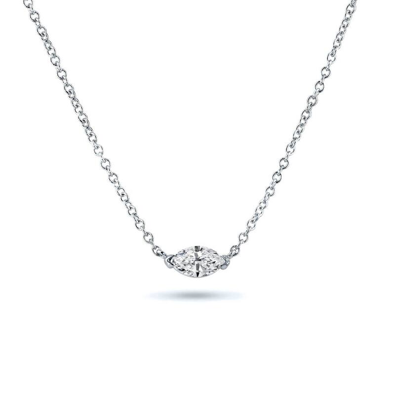 Auriya 1/4cttw East West Marquise Solitaire Diamond Necklace 14k Gold (H-I, I1-I2) - White