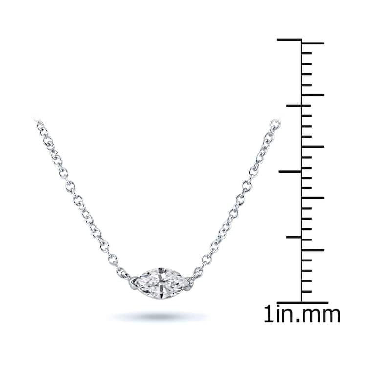 Auriya 1/4cttw East West Marquise Solitaire Diamond Necklace 14k Gold (H-I, I1-I2)