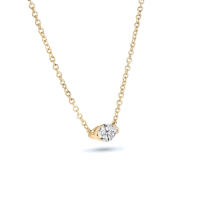 Auriya 1/4cttw East West Marquise Solitaire Diamond Necklace 14k Gold (H-I, I1-I2)