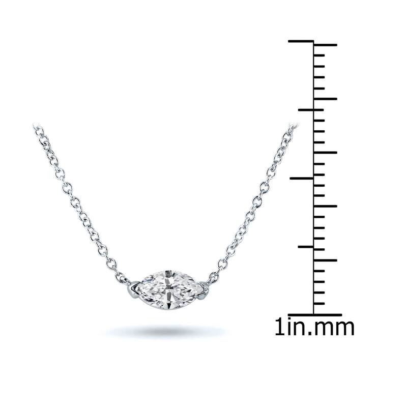 Auriya 3/4cttw East West Marquise Solitaire Diamond Necklace 14k Gold (J-K, I1-I2)