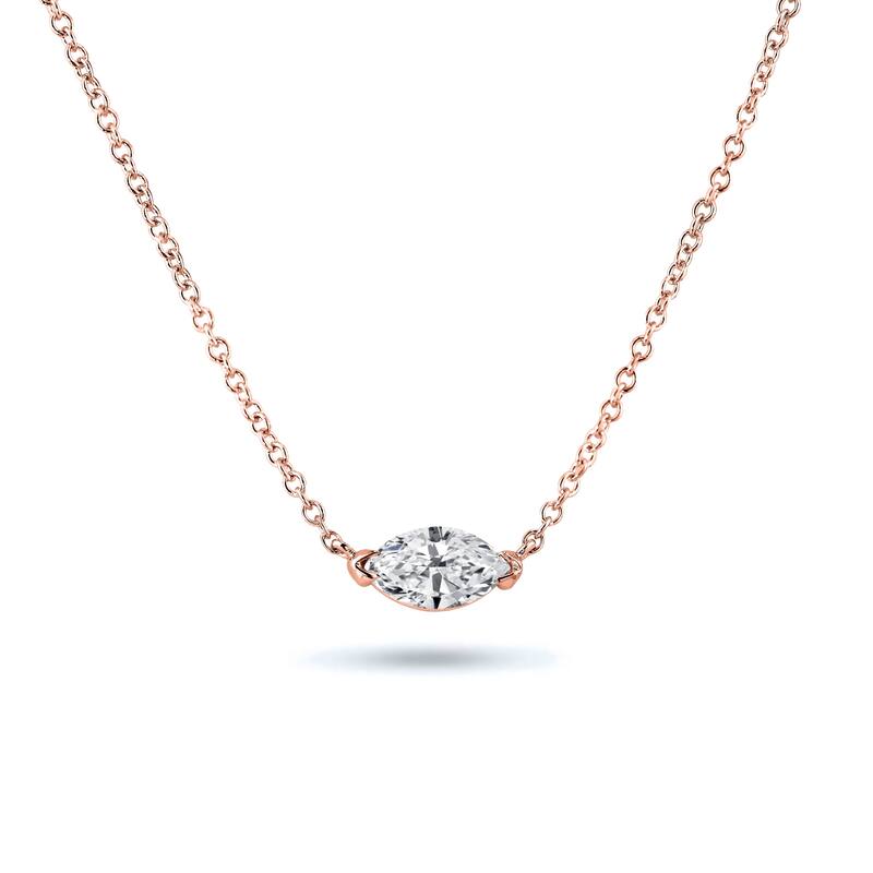 Auriya 3/4cttw East West Marquise Solitaire Diamond Necklace 14k Gold (J-K, I1-I2)