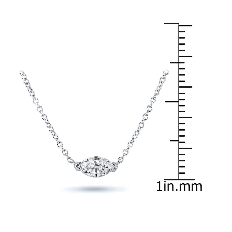 Auriya 1/2cttw East West Marquise Solitaire Diamond Necklace 14k Gold (J-K, I1-I2)