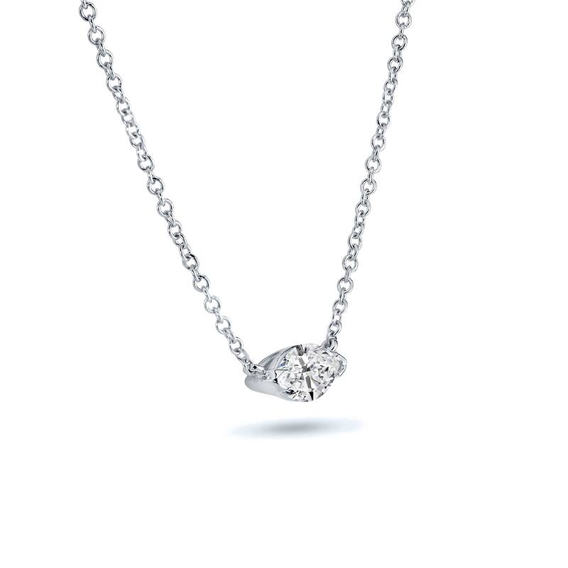 Auriya 1/2cttw East West Marquise Solitaire Diamond Necklace 14k Gold (J-K, I1-I2)